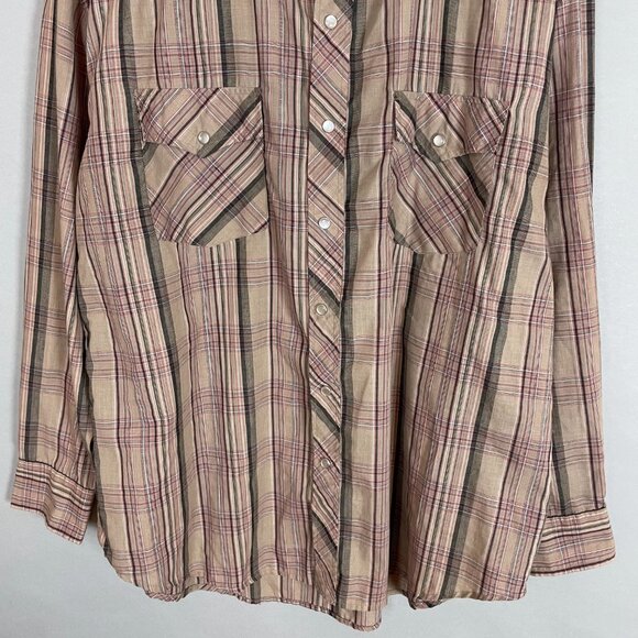 Vintage Trailblazer Western Shirt Plaid‎ Men Size XL Neutral Muted Rockabilly - Picture 5 of 9